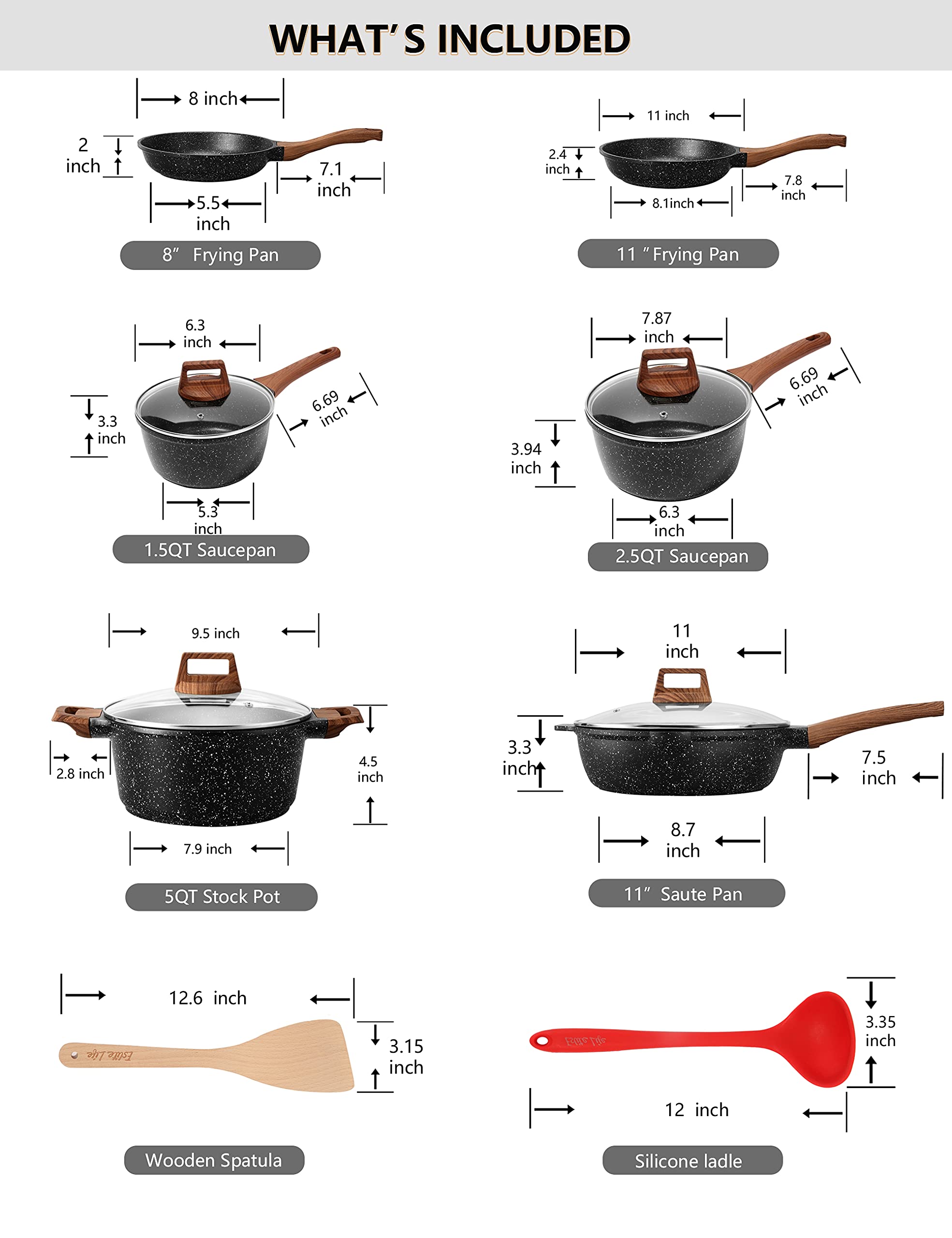 Eslite Life Pots And Pans Set Nonstick Induction Cookware S